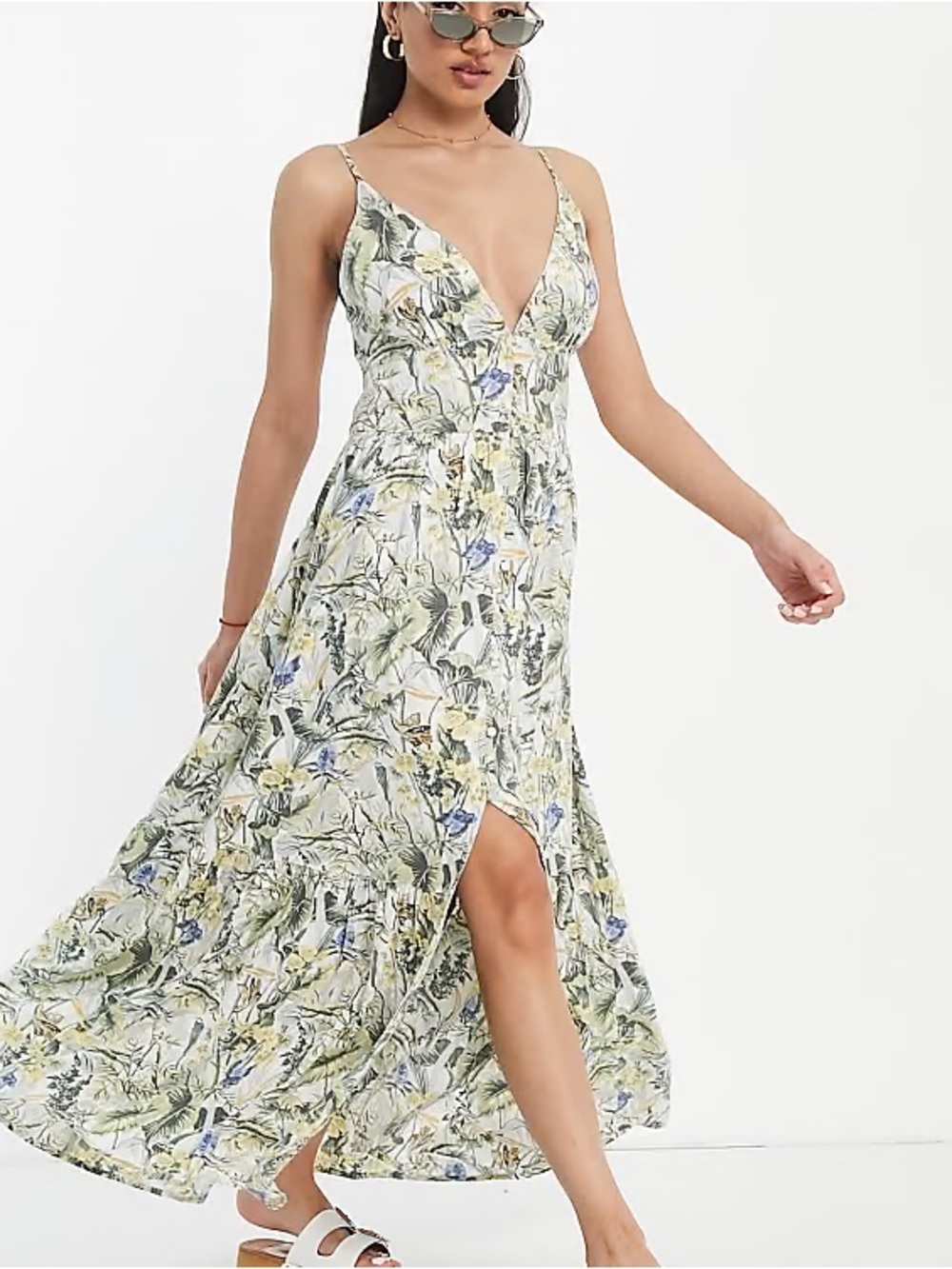 Abercrombie & Fitch Yellow and Blue Tropical Maxi Dress - Picture 4 of 7